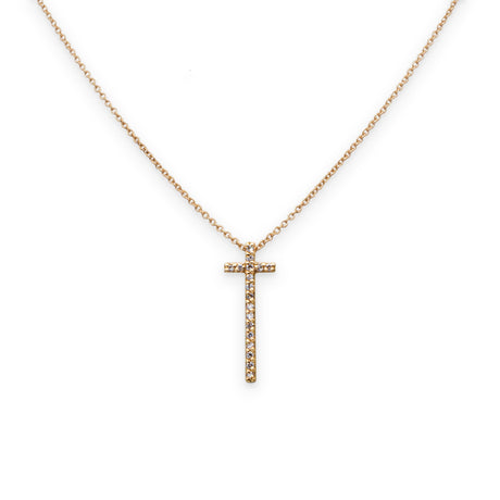 Girocollo Croce Di Diamanti In Oro Rosa-Girocolli-GRANARELLI-Gioielleria Granarelli