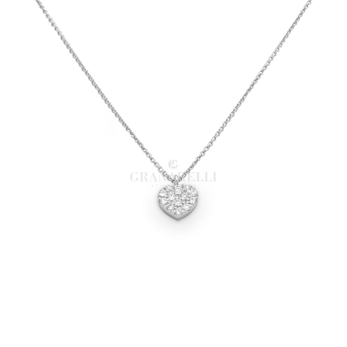 Girocollo Cuore Oro Bianco con Diamanti-Girocolli-CRIVELLI- [SKU] -Gioielleria Granarelli