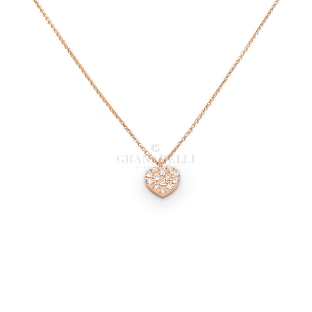 Girocollo Cuore Oro Rosa con Diamanti-Girocolli-CRIVELLI- [SKU] -Gioielleria Granarelli