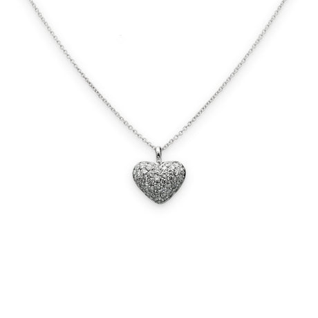 Girocollo Cuore bombato pavé di Diamanti in Oro Bianco-GRANARELLI-990045-Gioielleria Granarelli