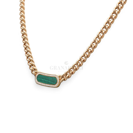 Girocollo Groumette in Oro Rosa con Diamanti e Malachite-Girocolli-CRIVELLI- [SKU] -Gioielleria Granarelli