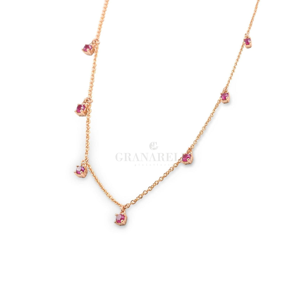 Girocollo Oro Rosa e Rubini pendenti-Girocolli-CRIVELLI- [SKU] -Gioielleria Granarelli