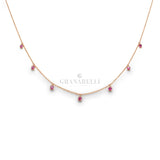 Girocollo Oro Rosa e Rubini pendenti-Girocolli-CRIVELLI- [SKU] -Gioielleria Granarelli