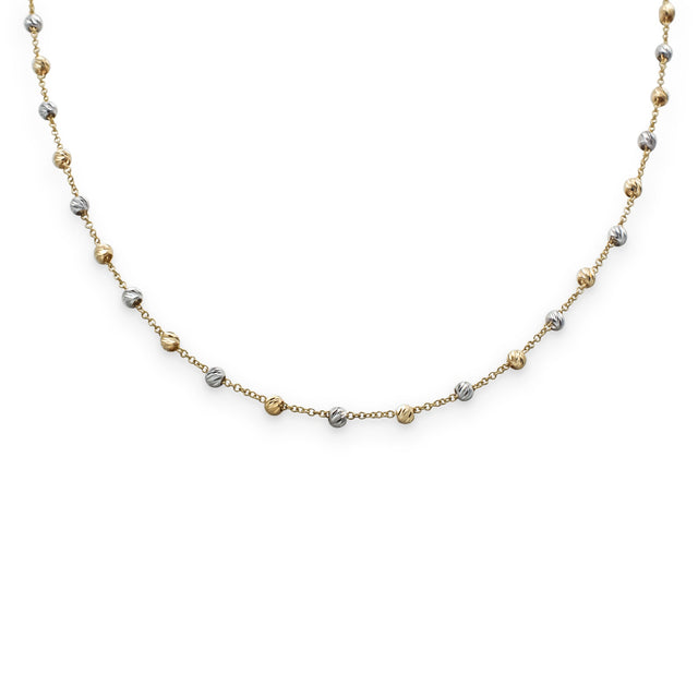 Girocollo Sfere Diamantate in Oro Giallo e Bianco cm 45-Girocolli-GRANARELLI-Gioielleria Granarelli