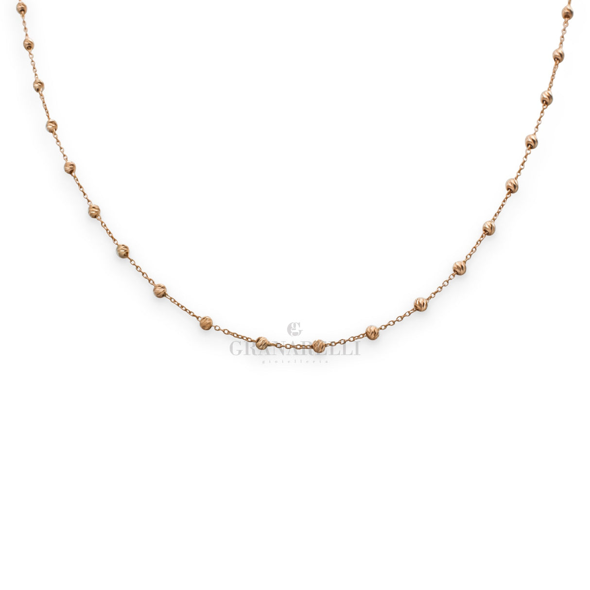 Girocollo Sfere Diamantate in Oro Rosa cm 40-Girocolli-GRANARELLI-Gioielleria Granarelli