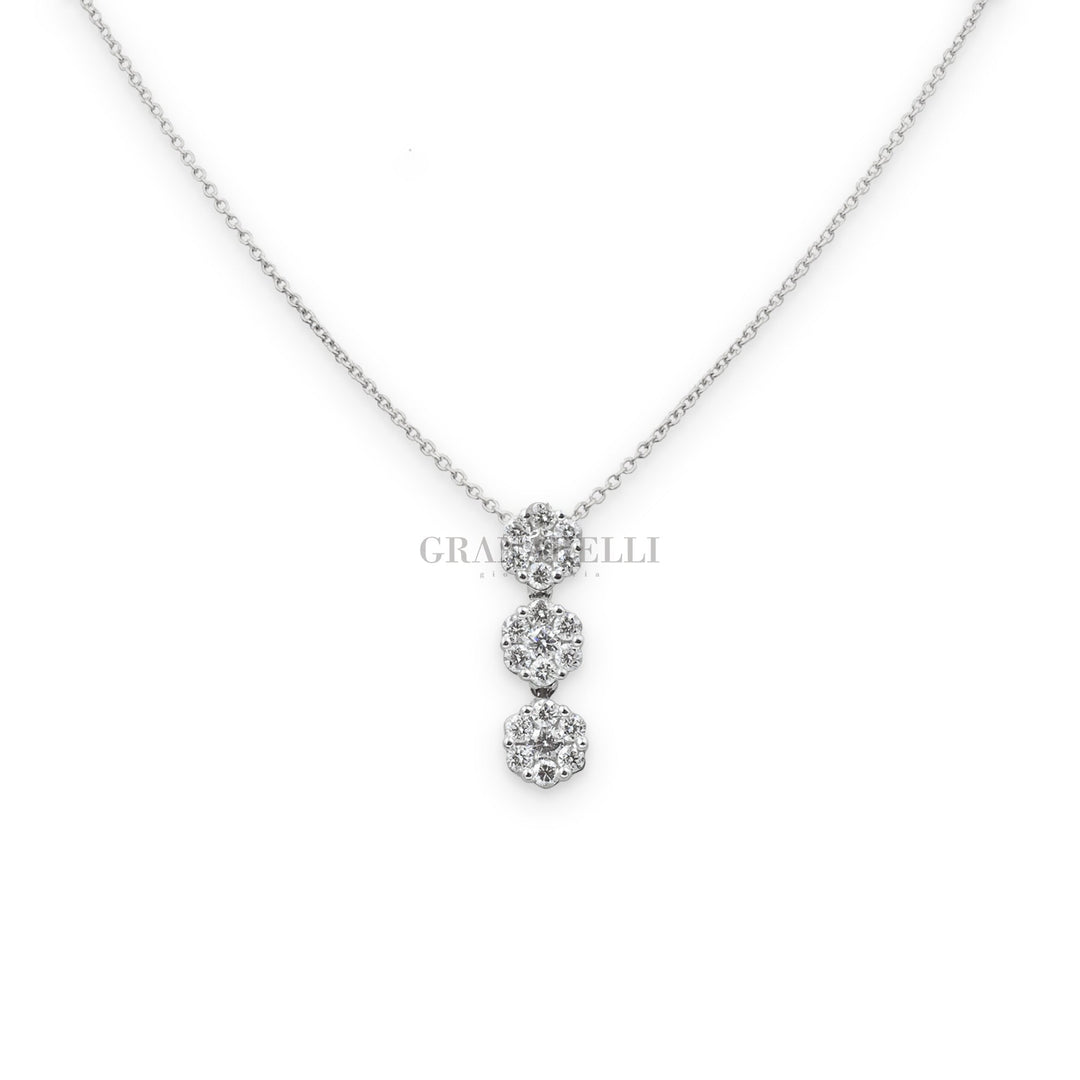 Girocollo Trilogy Fiore in Oro Bianco con Diamanti-CRIVELLI-GBX33023-Gioielleria Granarelli