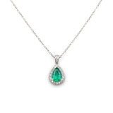 Girocollo in Oro Bianco con pendente a goccia in Diamanti e Smeraldo-Girocolli-GRANARELLI- [SKU] -Gioielleria Granarelli