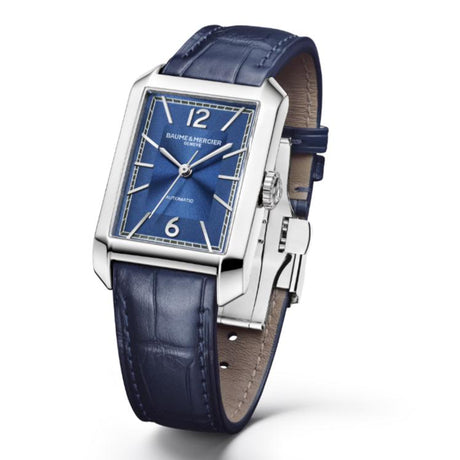 Hampton Automatico Rettangolare Blu Pelle 10732-Orologi-BAUME ET MERCIER-Gioielleria Granarelli