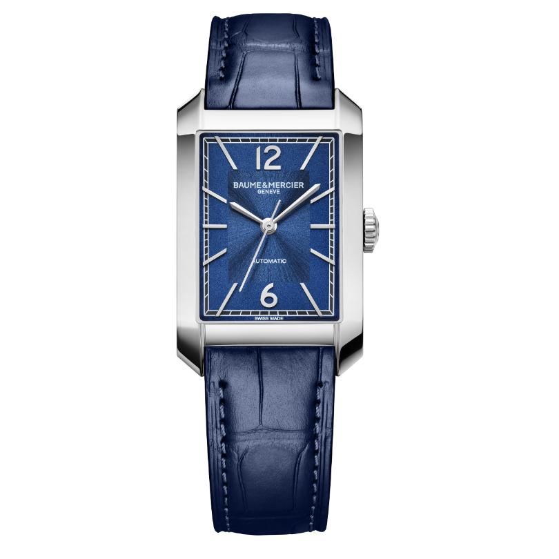 Hampton Automatico Rettangolare Blu Pelle 10732-Orologi-BAUME ET MERCIER-Gioielleria Granarelli