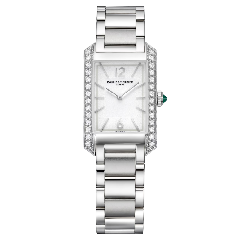 Hampton Quarzo Acciaio Rettangolare con Diamanti