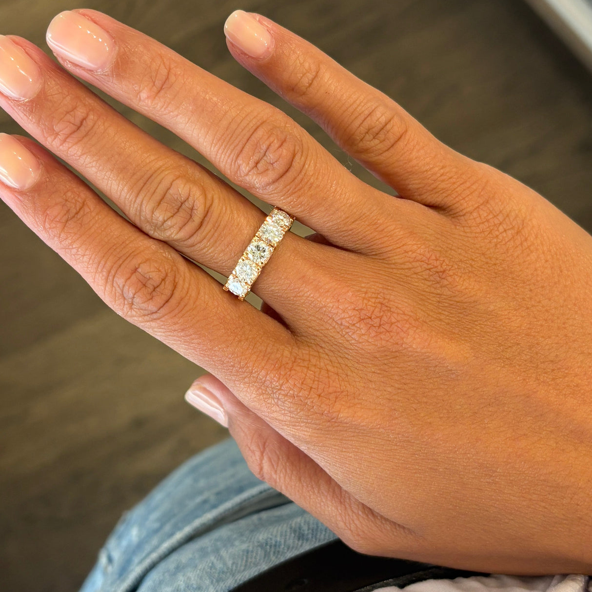 Anello Fedina 5 diamanti 1.85kt In Oro Rosa