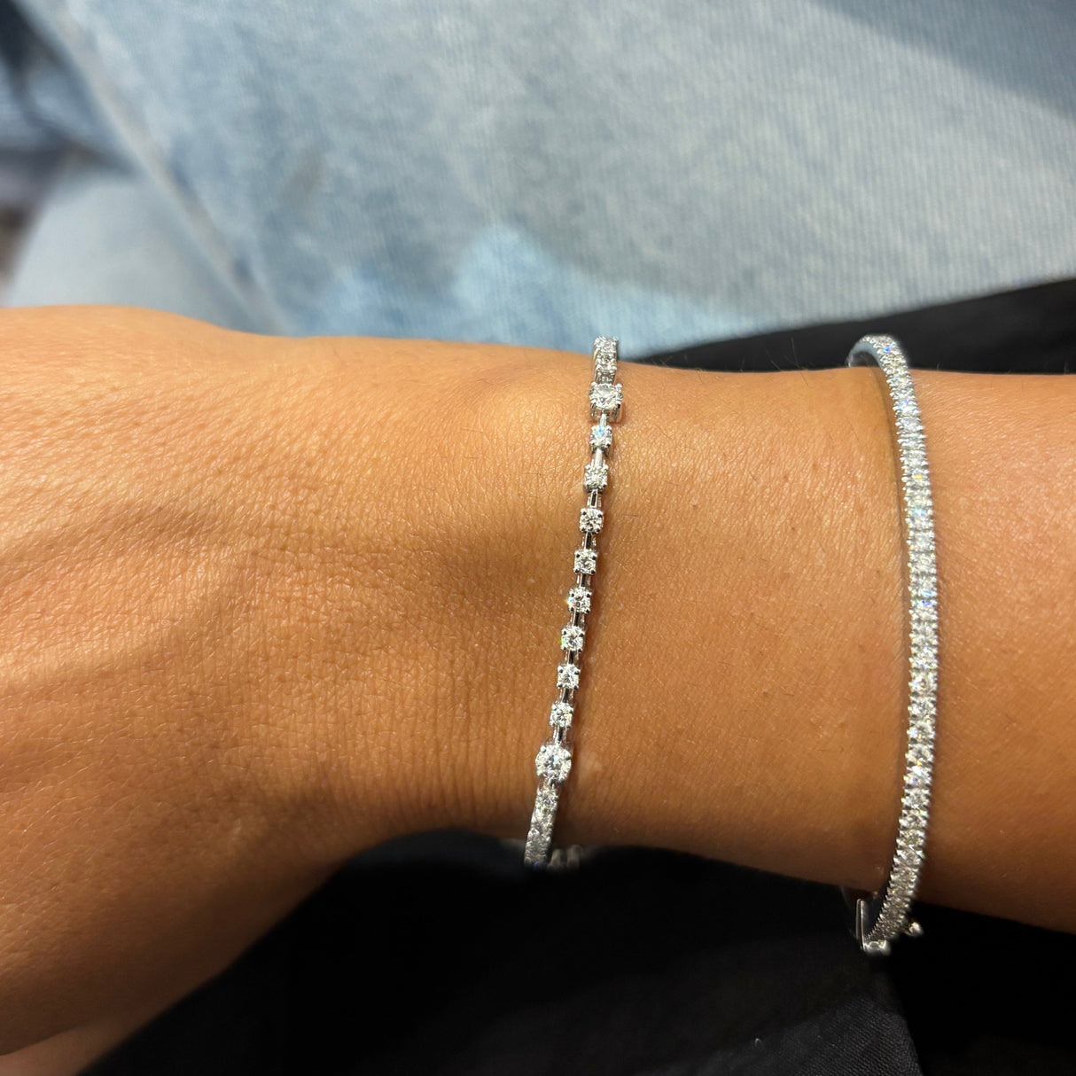 Bracciale Tennis in Oro Bianco e Diamanti