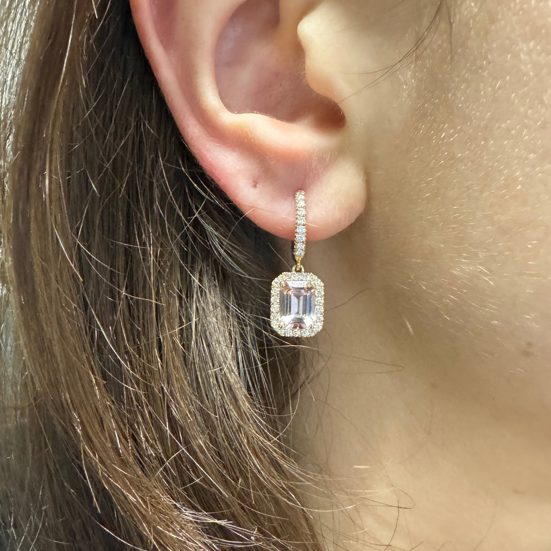 Orecchini Morganite con Diamanti in Oro Rosa pendenti-Orecchini-CRIVELLI-Gioielleria Granarelli