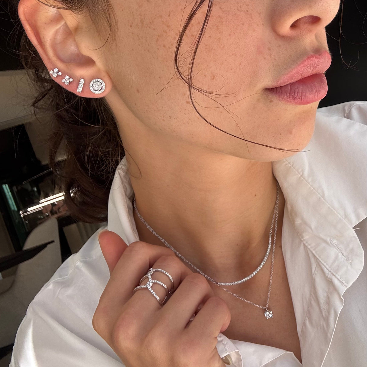 Boucles d'oreilles d'illusion diamants