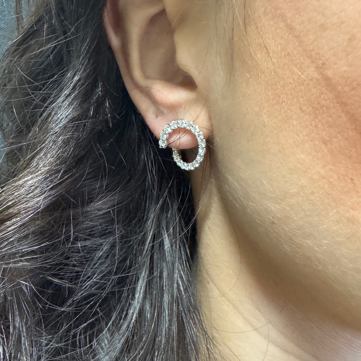 White diamond bushing earrings