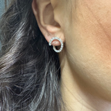 White diamond bushing earrings