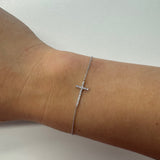 Bracciale Oro Bianco Croce in Diamanti Bianchi