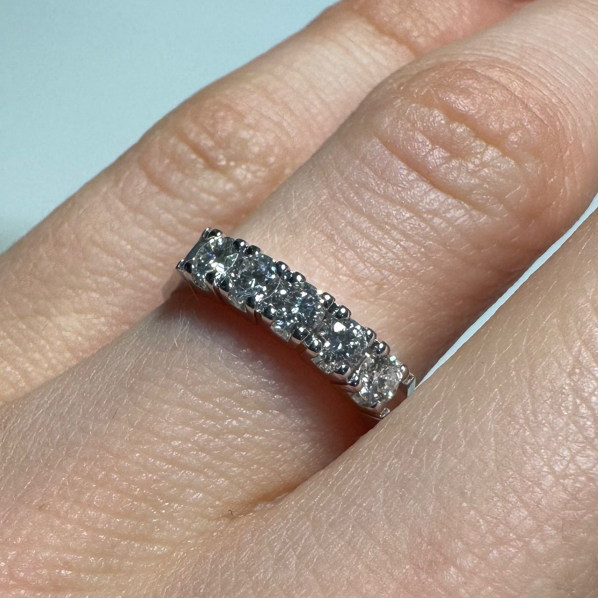 Anello Fedina 5 diamanti 0.60kt In Oro bianco
