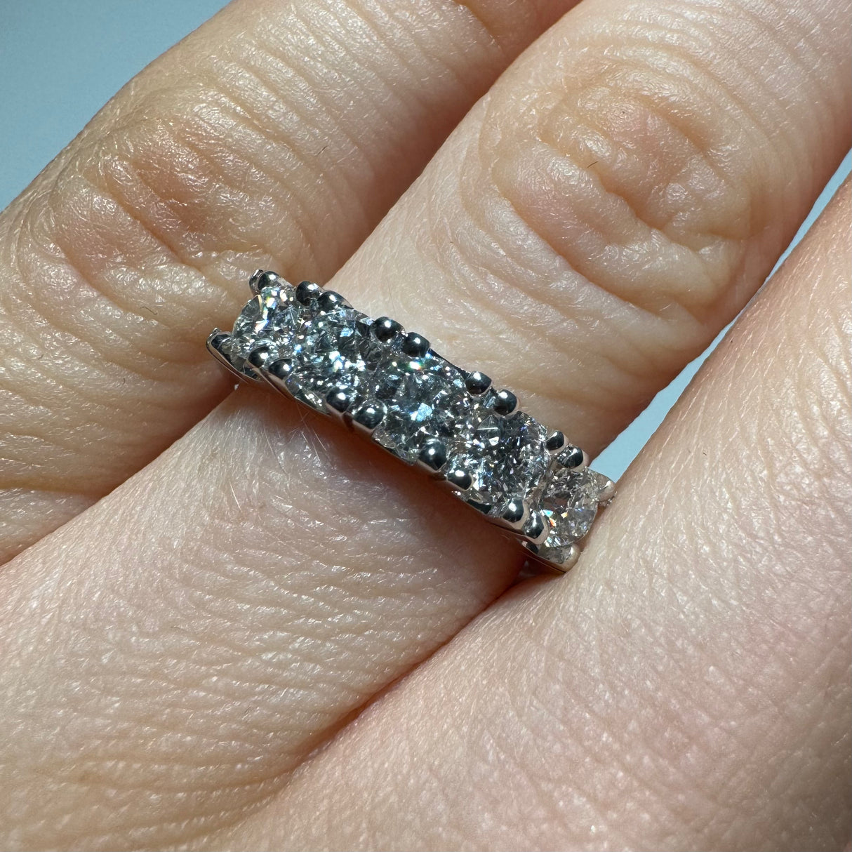 Anello Fedina 5 diamanti 1.15kt In Oro bianco