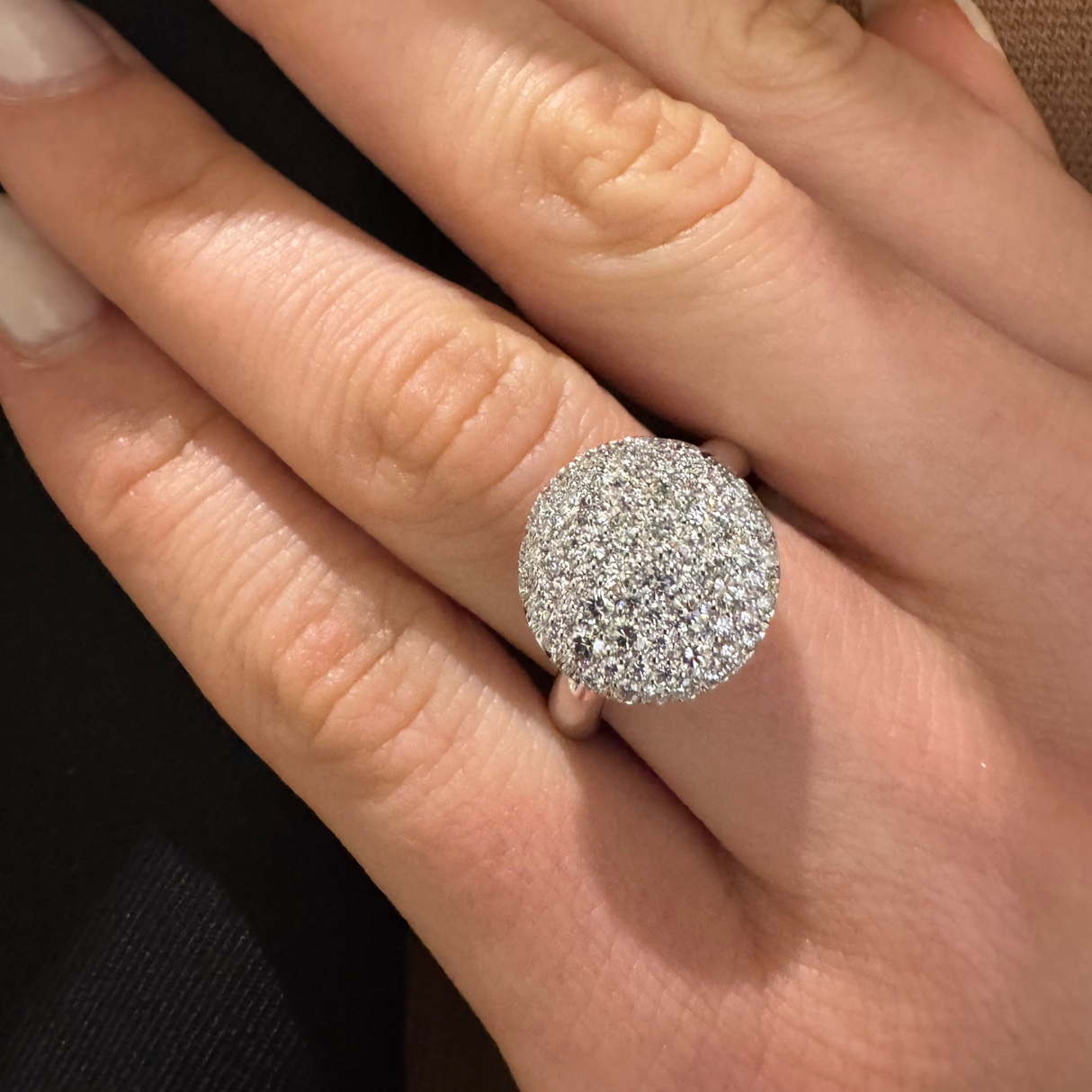 Anello Pavè Diamanti in Oro Bianco