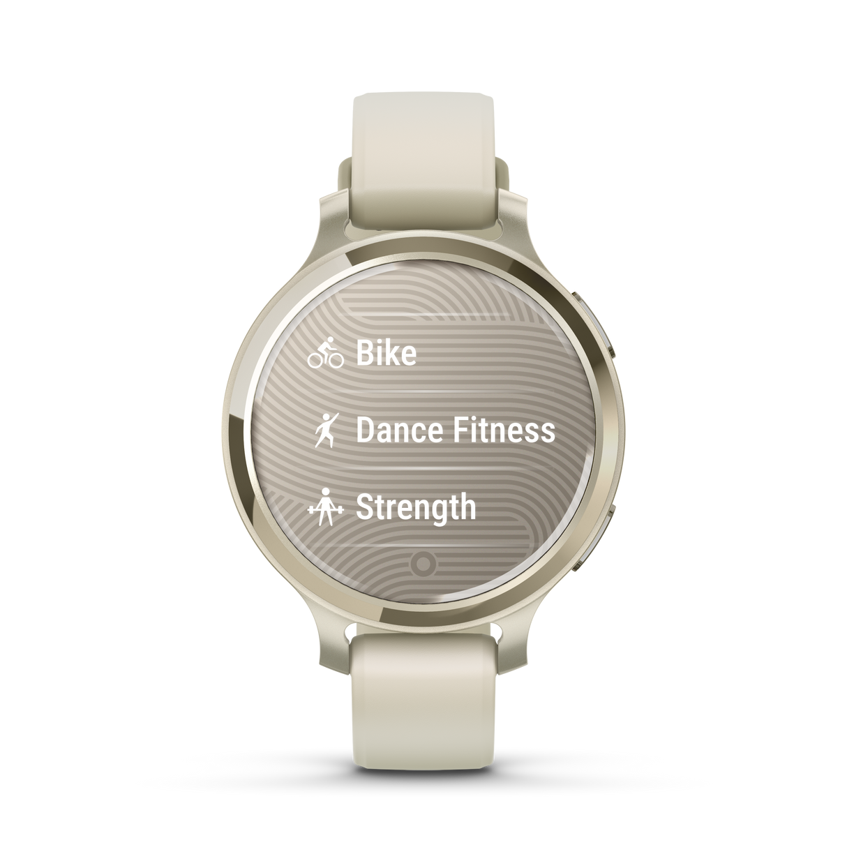 Lily® 2 Active - Lunar Gold con cinturino in silicone Bone-Orologi-GARMIN-Gioielleria Granarelli