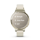 Lily® 2 Active - Lunar Gold con cinturino in silicone Bone-Orologi-GARMIN-Gioielleria Granarelli