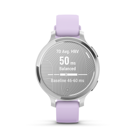 Lily® 2 Active - Silver con cinturino in silicone Purple Jasmine-Orologi-GARMIN-Gioielleria Granarelli