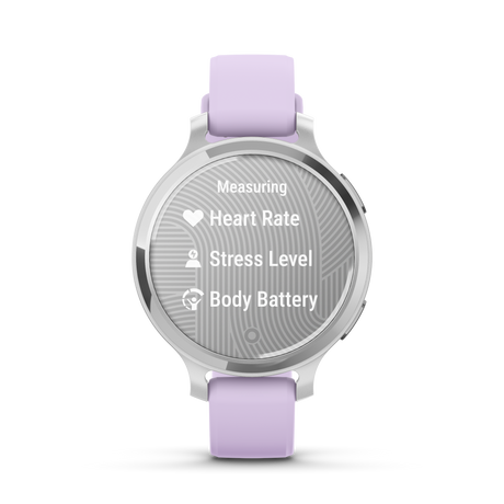 Lily® 2 Active - Silver con cinturino in silicone Purple Jasmine-Orologi-GARMIN-Gioielleria Granarelli