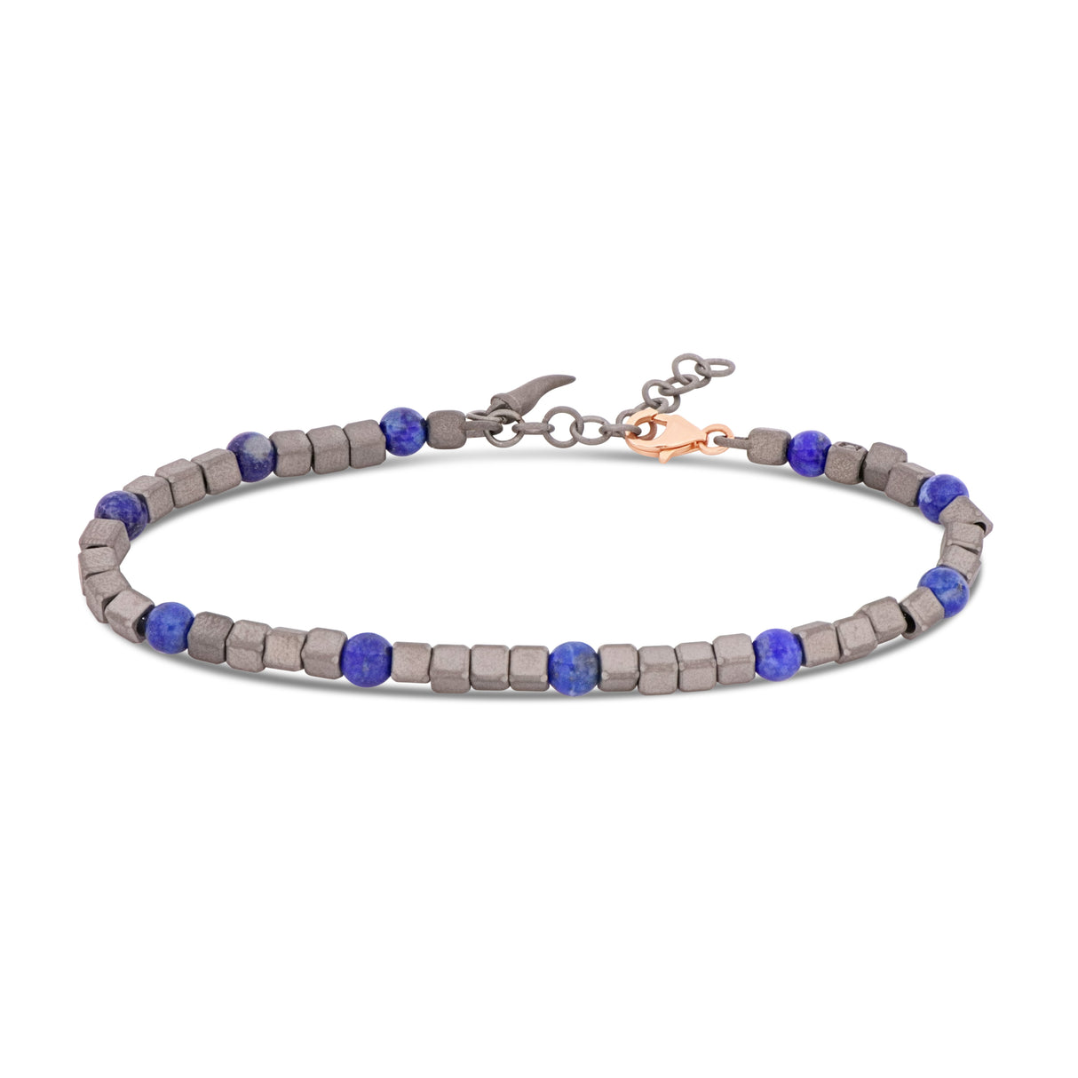 Bracciale Uomo in Titanio, Lapislazzuli e Oro Rosso 9kt