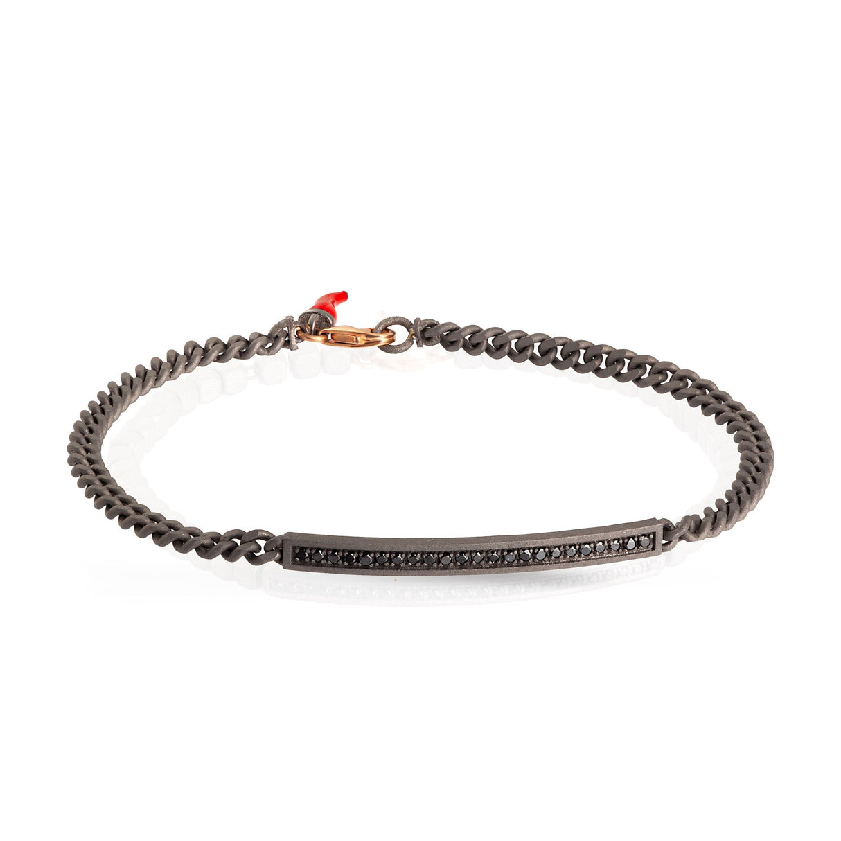 Bracciale Groumette Barretta Titanio, Oro e Diamanti Black-Bracciali-MANO-Gioielleria Granarelli