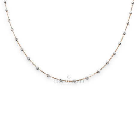 Girocollo Sfere Diamantate in Oro Rosa E Bianco-Girocolli-GRANARELLI-Gioielleria Granarelli