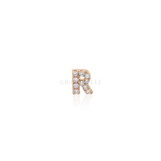 Mono Orecchino Lettera R in Oro Rosa e Diamanti-Orecchini-CRIVELLI- [SKU] -Gioielleria Granarelli