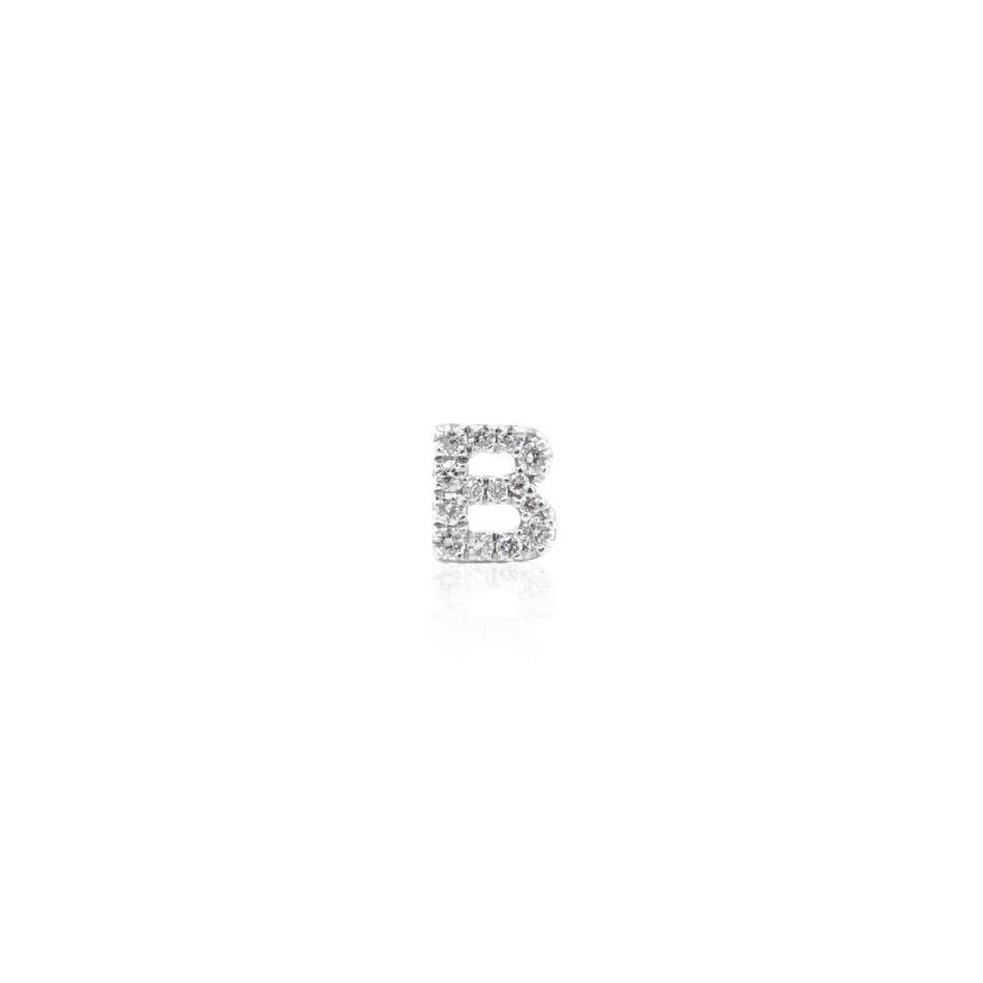 Orecchini Mono orecchino Iniziale Lettera B in Oro Bianco e Diamanti CRIVELLI