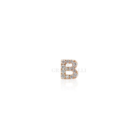 Mono orecchino Iniziale Lettera B in Oro Rosa e Diamanti-Orecchini-CRIVELLI- [SKU] -Gioielleria Granarelli