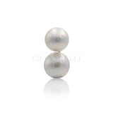 Single Double Pearl Earring in Yellow Gold Ø 10-11 mm