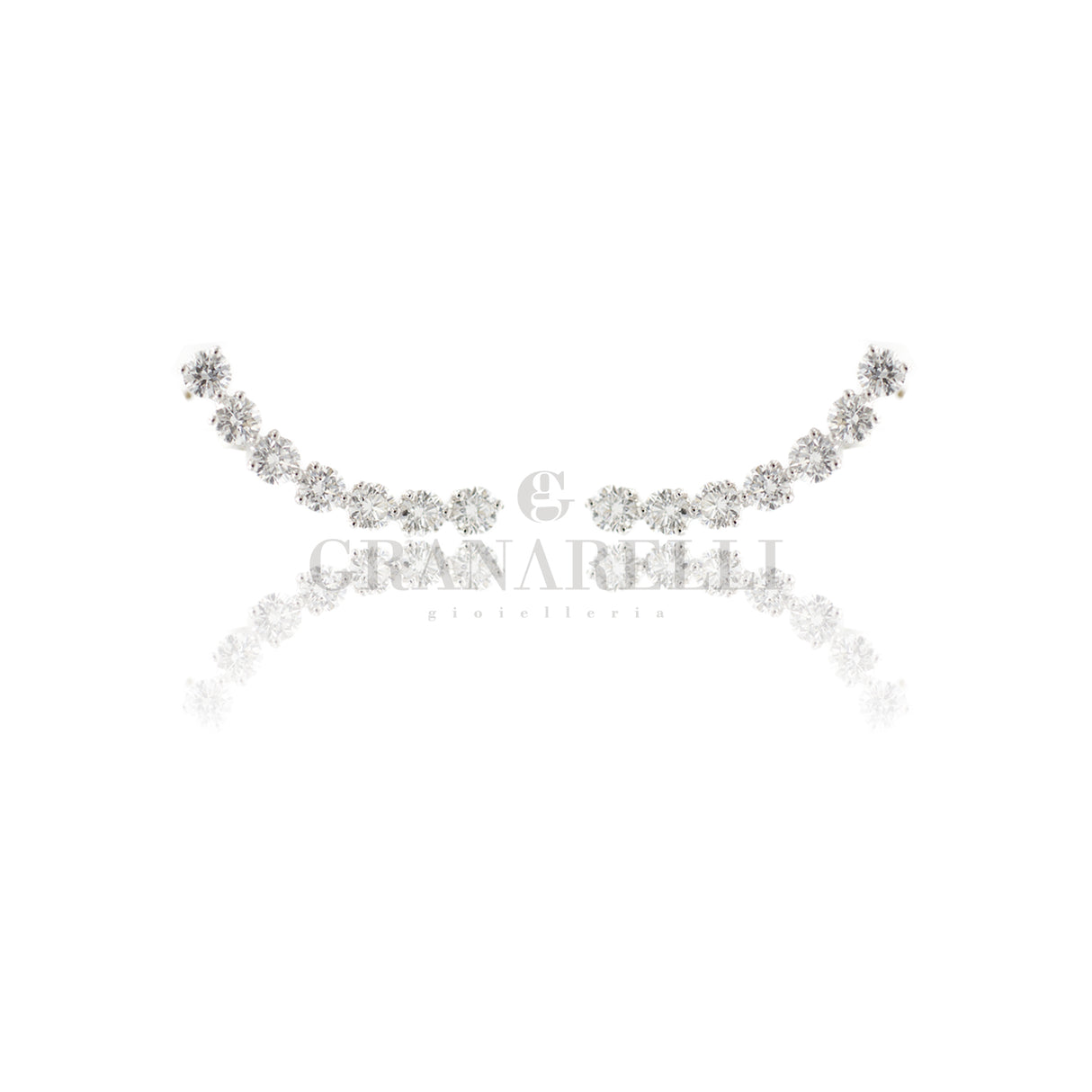 Orecchini Lobo Archetto con Diamanti Oro Bianco