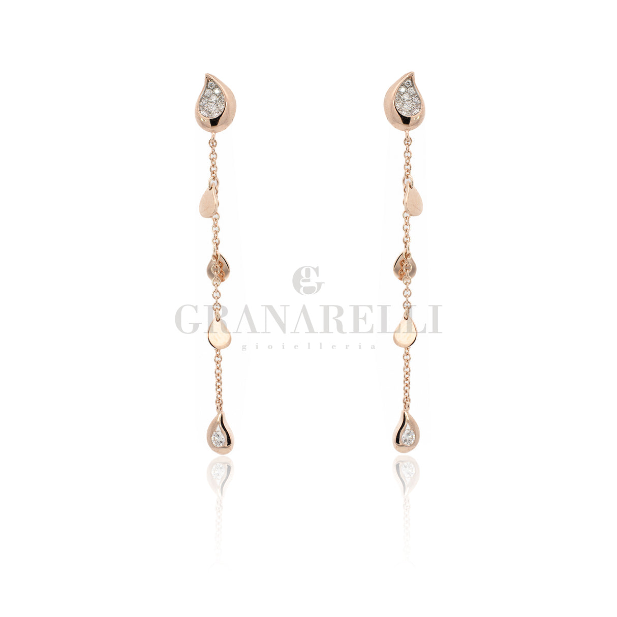 Boucles d'oreilles fleurs de diamants et saphirs roses