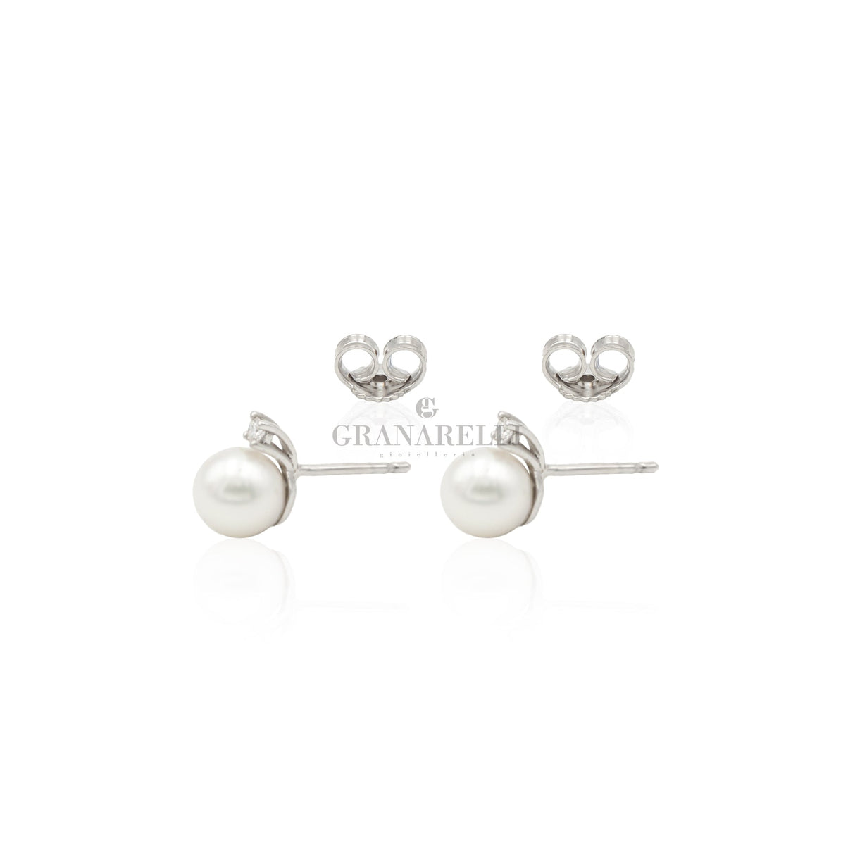 Orecchini Perla con diamante Ø 8/8,5 mm AKOYA-Orecchini-GRANARELLI-Gioielleria Granarelli