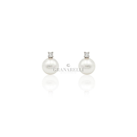 Orecchini Perla con diamante Ø 7-7.5 mm AKOYA-Orecchini-GRANARELLI-Gioielleria Granarelli