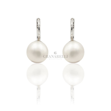 Orecchini boccola Perla in Oro Bianco-Orecchini-GRANARELLI-Gioielleria Granarelli