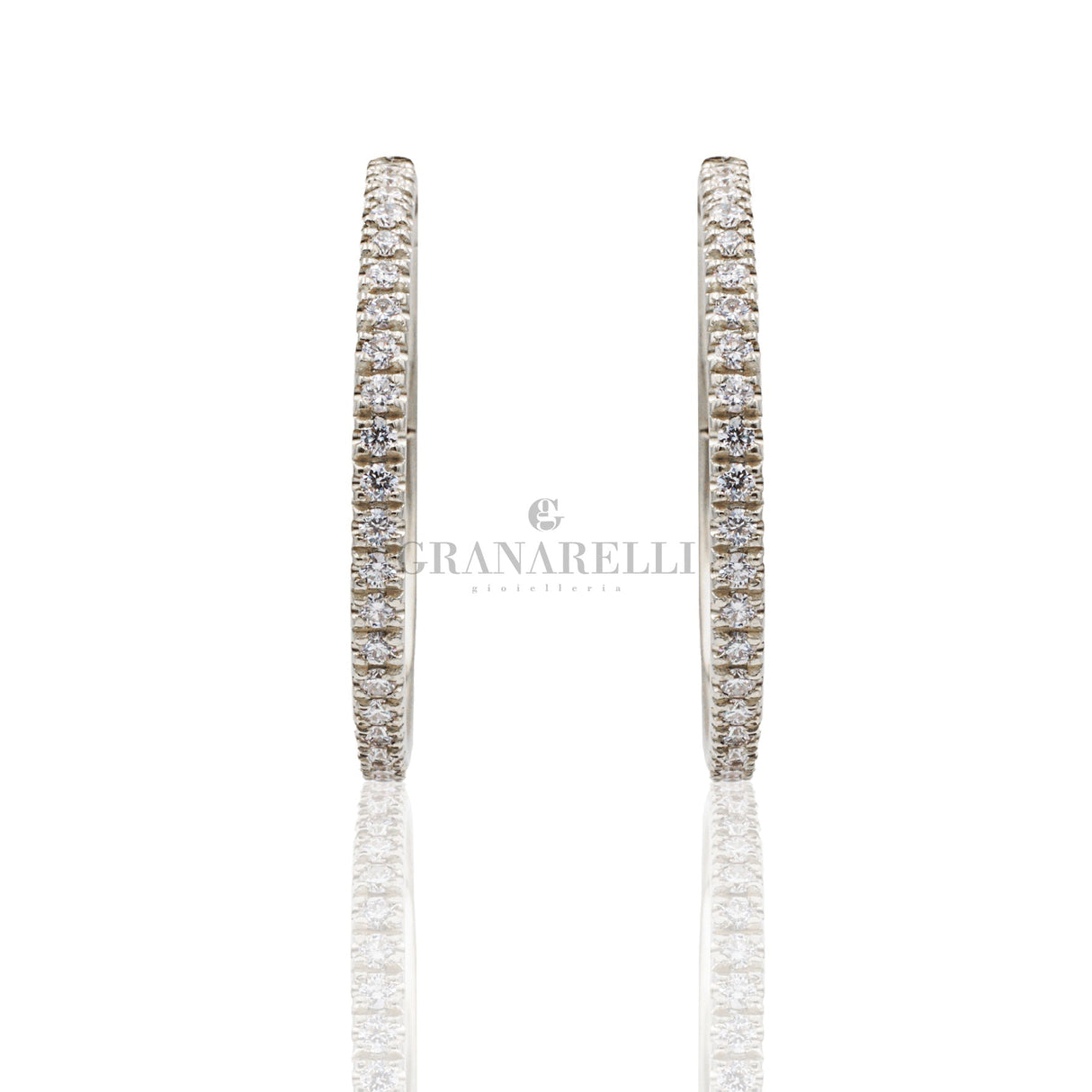 Orecchini cerchi Diamanti 0.80kt in Oro Bianco-GRANARELLI-OR04-41281-080B-Gioielleria Granarelli