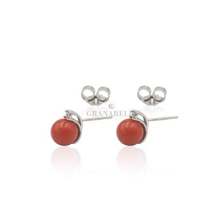 Orecchini corallo con diamante-Orecchini-GRANARELLI-Gioielleria Granarelli