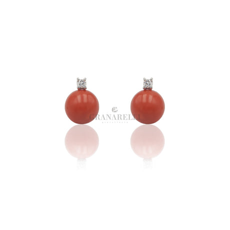Orecchini corallo con diamante-Orecchini-GRANARELLI-Gioielleria Granarelli