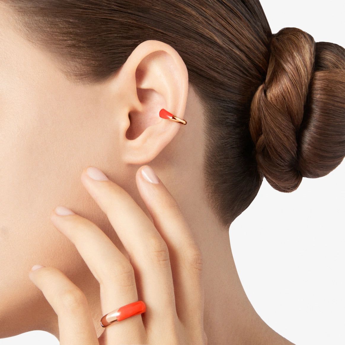 Orecchino Earcuff DoDo Rondelle Smalto HyCeram Rosso