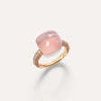 Anello Nudo Maxi In Oro Rosa e Bianco Con Calcedonio, Quarzo Rosa e Diamanti Bianchi-Anelli-POMELLATO-Gioielleria Granarelli