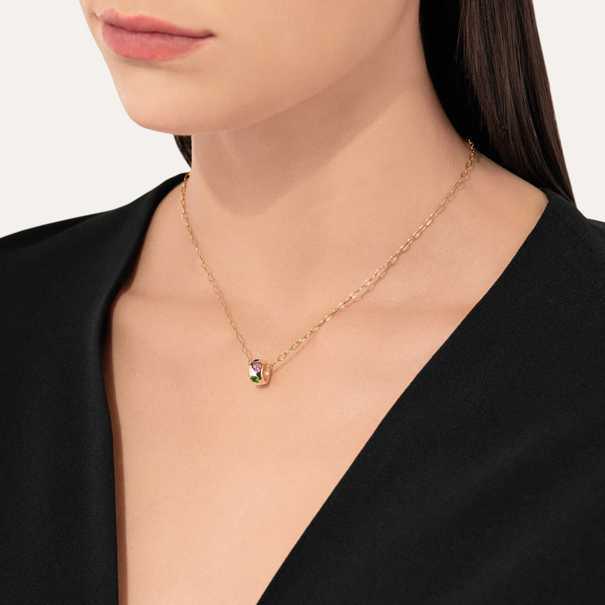 Collana Pendente Iconica in Oro Rosa e Pietre-Girocolli-POMELLATO-Gioielleria Granarelli