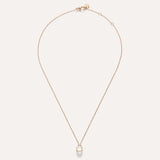 Collana Pendente Nudo Mini in Oro Rosa con Quarzo Milky e Diamanti