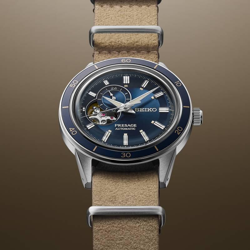 Presage Automatico 3 Sfere Blu con Pelle-Orologi-SEIKO-Gioielleria Granarelli