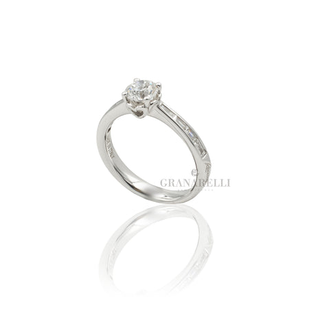 Anello Solitario 0.705kt con diamanti baguette 0.30kt-RECARLO-R01SP001/110-15-Gioielleria Granarelli