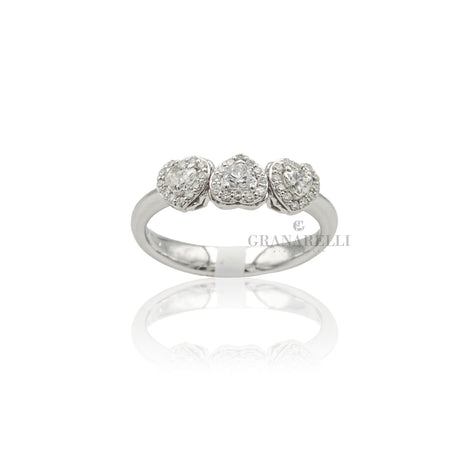 Anello Trilogy Cuori Diamanti in Oro Bianco-RECARLO-R67TC002/070-14-Gioielleria Granarelli